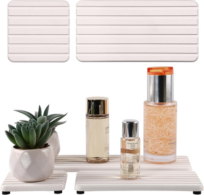 NEW Set of 4 Bathroom Vanity Trays | Quick-Dry Diatomite Kitchen & Bath Trays wi