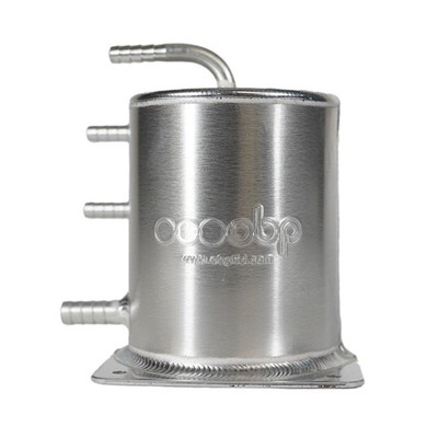 OBP Base Mounted Alloy Fuel Swirl Pot - 1 Liter - Push On Fittings - Race/Rally
