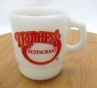 Vintage DRUTHER'S RESTAURANT Anchor Hocking Milk Glass Mug