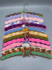 Lot Of 12 Vintage Handmade Crocheted / Knitted Wooden Hangers Multicolor 1