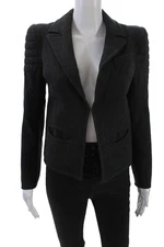 Smythe Womens Long Sleeve Hook Front Notched Lapel Blazer Jacket Gray Size 2