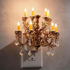 Dimmable Flame Plug-in Night Light Dusk To Dawn Sensor Bedroom Xmas Decor