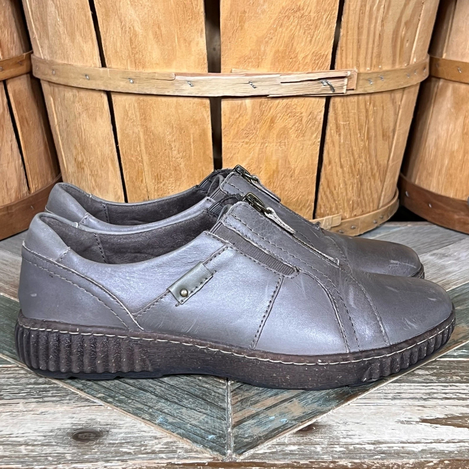 Mocassini donna Clarks Magnolia zip grigio pelle talpa casual comodi taglia 9 5