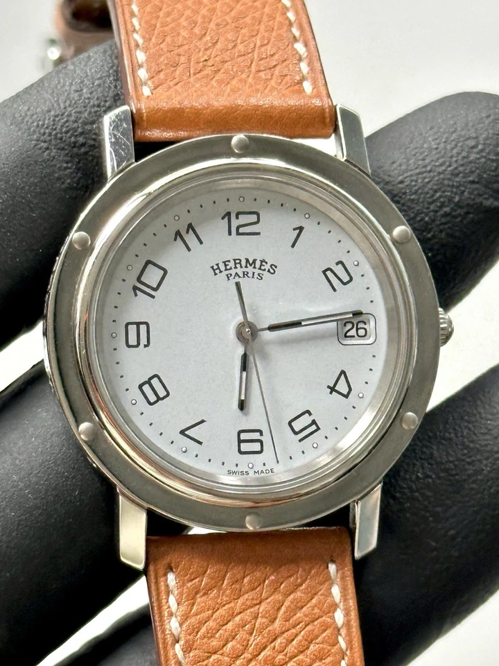 Hermès Clipper CL6.710 White Dial Date Silver SS 36mm Swiss-Made Luxury Watch - Image 4 of 4