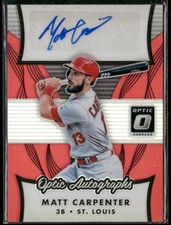 2017 Panini Donruss Optic Matt Carpenter Auto Red /10 St. Louis Cardinals