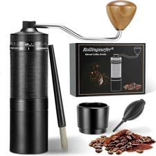 Manual Coffee Grinder - External Adjustable Coarseness Setting Portable Hand