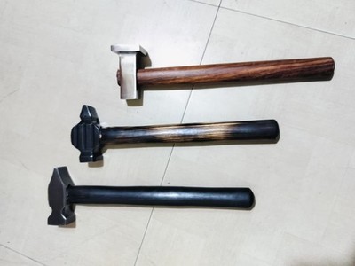 Hand-Forged Flatter Hammer Blacksmith Cross Peen Sett Of 3 piece