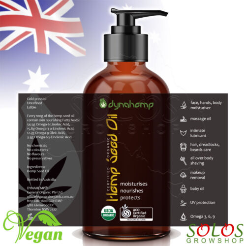 Hemp Seed Oil Australian Certified Organic Body Massage Carrier Moisturiser - Picture 1 of 1