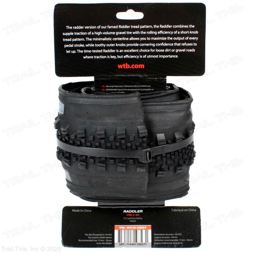 2-Pack WTB Raddler 700 x 44 TCS Tubeless Gravel Bike Tire Fast