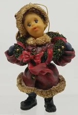 Vanmark Sweet Cakes Christmas Wreath Little Girl XMAS Ornament Winter Coat Boots