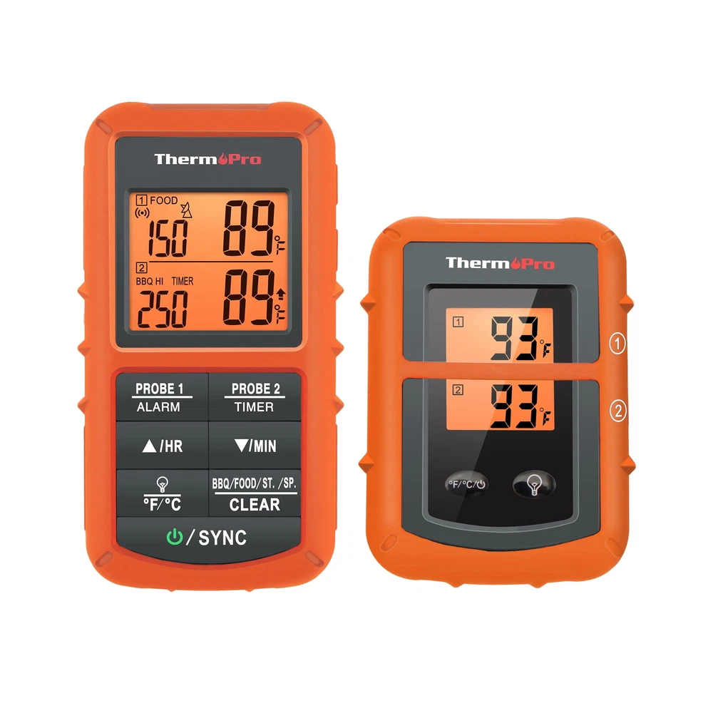 Wireless Meat Thermometer W/ Dual Probe High & Low Alarm Grilling Smoker BBQ NEW