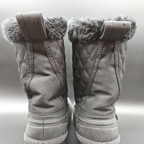 Tundra Snowdrift Snow Boots Girls 2 Black Quilted Faux Fur Accents - Picture 9 of 18