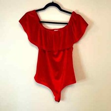 Velvety New York Stretch Red Bodysuit Medium