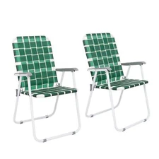 2 Pack Portable Folding Web Chair Beach Chair Outdoor Indoor Webbed Strap