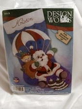 Design Works Felt Stocking Applique Kit 18" Long Skydiving Santa Personalize NIP