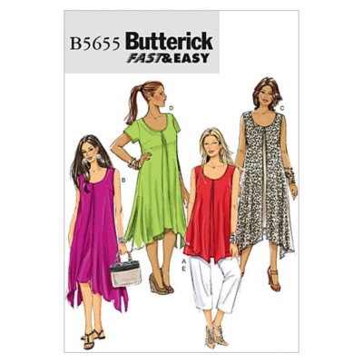 Butterick Damen Easy Schnittmuster 5655 Oberteile, Kleid & Hose Hosen (Bu...