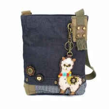 New Chala Patch Crossbody Messenger  Bag Denim Navy Blue LLAMA Coin Purse gift
