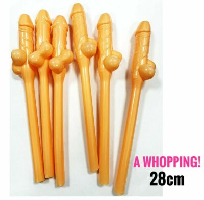 Giant Jumbo Willy Straws 28cm Hen Party Stag Night Novelty Fun Rude Bride to Be