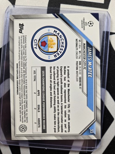2021-22 Topps Chrome UEFA James McAtee RC #53 Gold Lava Refractor MAN CITY - Picture 2 of 2