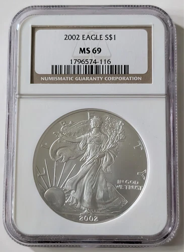 2002 EAGLE S$1 SILVER DOLLAR NGC MS69 BROWN LABEL SKU 1796574-116