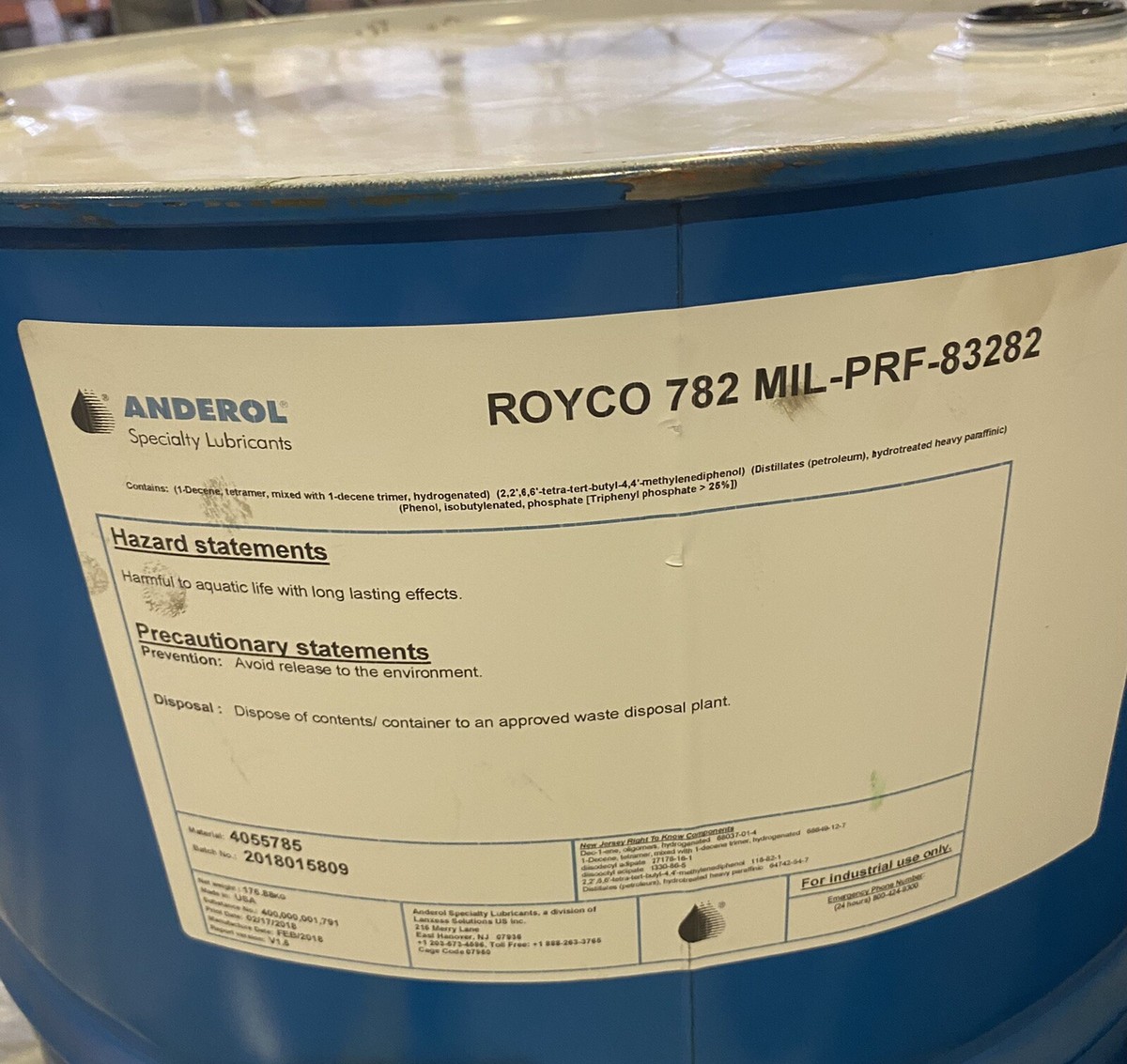5 GAL ROYCO 782 Red MIL-PRF-83282D Synth Fire Resistant Hydraulic