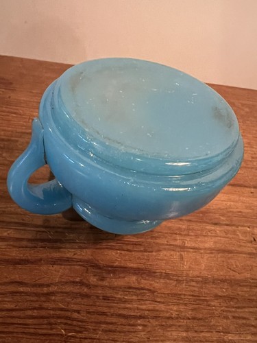 Antique Oil Lamp Font In Opaque Turquoise Glass Brass Burner Fitter C:-1890s. - Picture 4 of 14