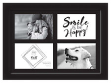 Multi Photo Frame 4''x 6'' Pictures Apperture Wall Mount Black Wooden Frames