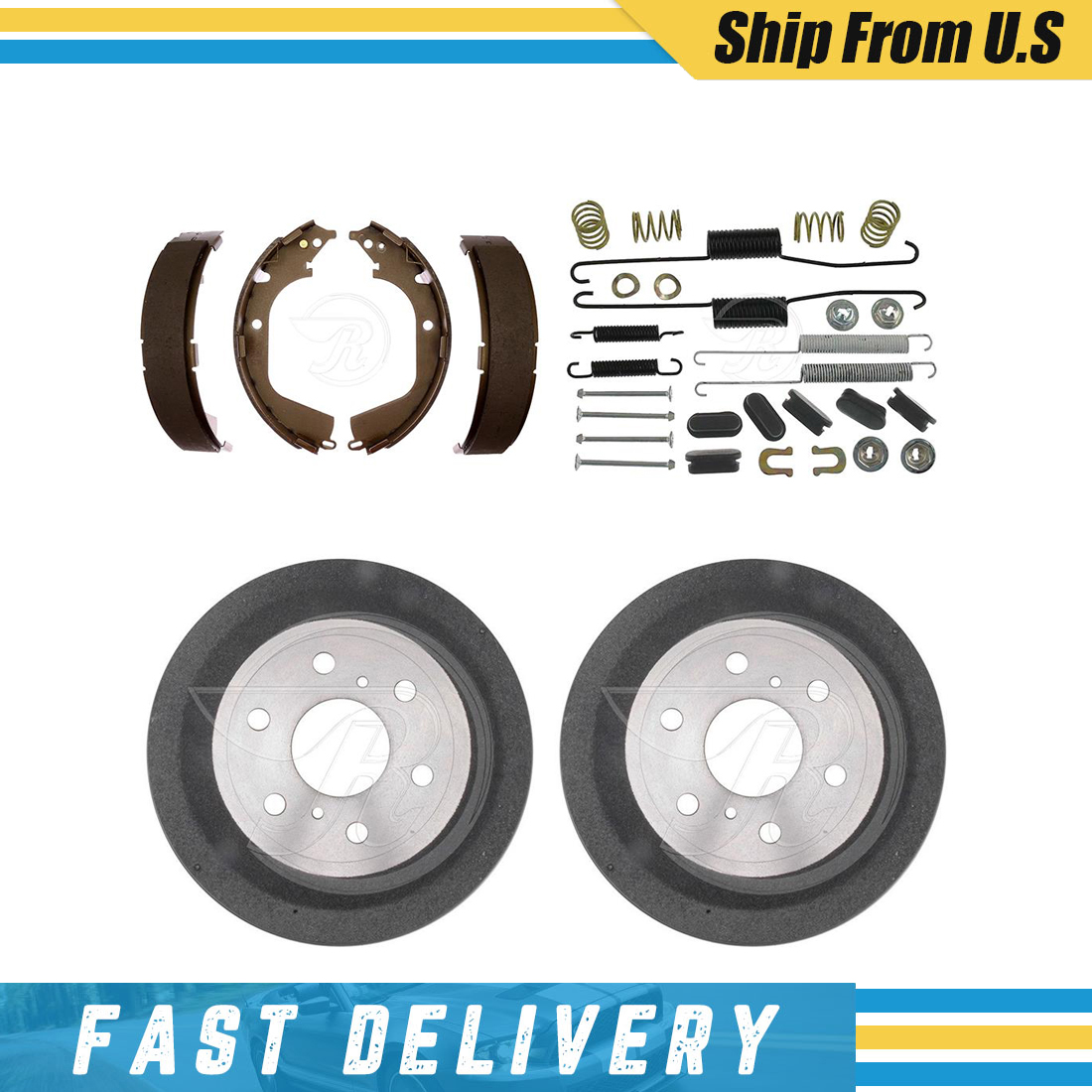 Rear Drum Brake Shoes Kit For Chevrolet Silverado & GMC Sierra 1500 2008-2013 - Complete Set With Hardware
