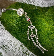 Skeleton Dangle Belly Ring Navel Piercing Pierced Naval
