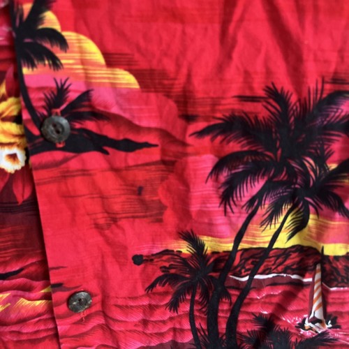 ROYAL CREATIONS Boys Size 6 Red Sunset Hawaiian Shirt Button USA Made Cotton - Picture 3 of 4