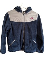 The North Face Youth Girls XL 18 Full Zip Sherpa Fleece Jacket Hooded Blue