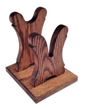Oak Wood Gun Rack Stand Presentation Table Top Display - Rifle Shotgun Lever
