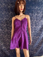 VTG VICTORIA SECRET GOLD LABEL PURPLE BABY DOLL LINGERIE SZ S