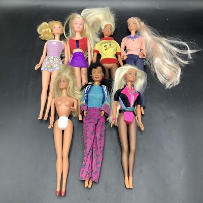 Mixed Lot of 7 Vintage Lot of  1960s & 1990s Barbie Doll & Kid Kore | Free Ship