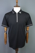 FJ FootJoy Black Golf Sports Wear Short Sleeve Polo Shirt Size L
