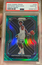 2020 2020-21 Panini Prizm Anthony Edwards Rookie GREEN Silver RC PSA 10 GEM MINT