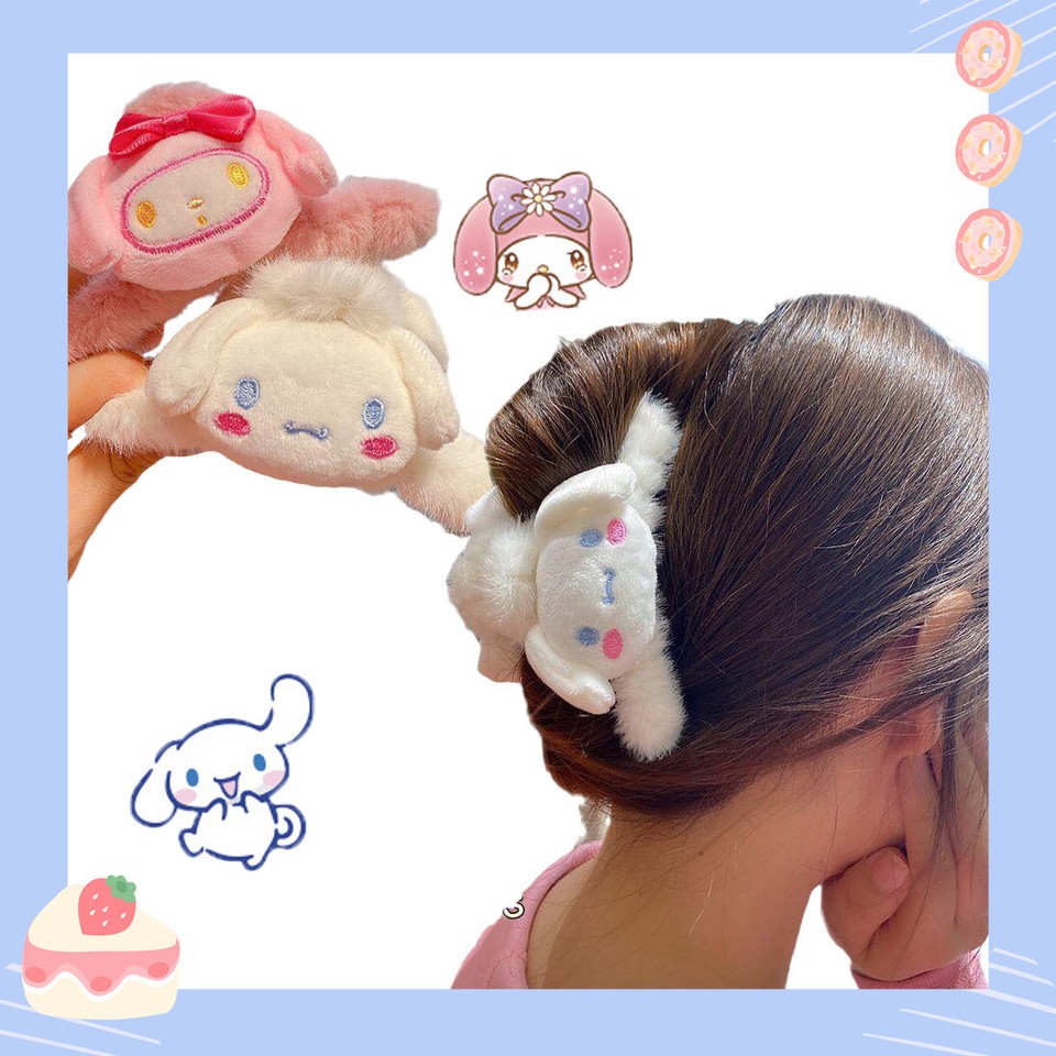Sanrio Melody Hair Clips Claw Faux Fur Women Girl Nonslip Accessories