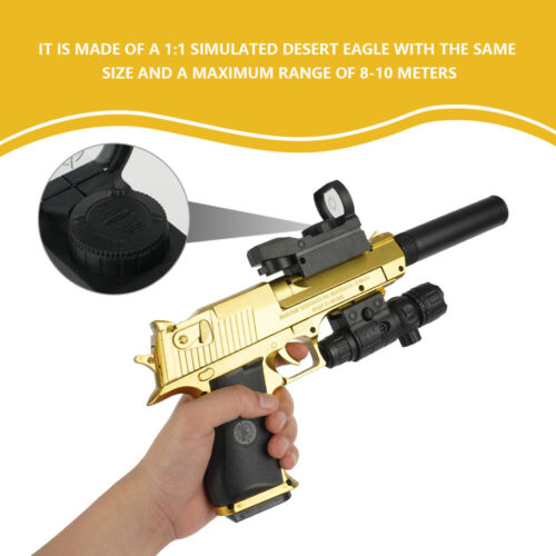 Soft Foam Bullet Gun mit Kugeln, Kinder Pistole Spielzeug mit 2 Magazine Gold - Bild 22 von 24