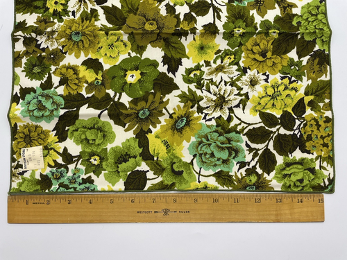 Vintage (1960-1970s MCM) Linen Napkins, Flowers, Olive Avocado, Set of 4, NWT - Picture 3 of 7