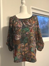 Colorful Art Tunic Blouse Pullover Paisley M medium
