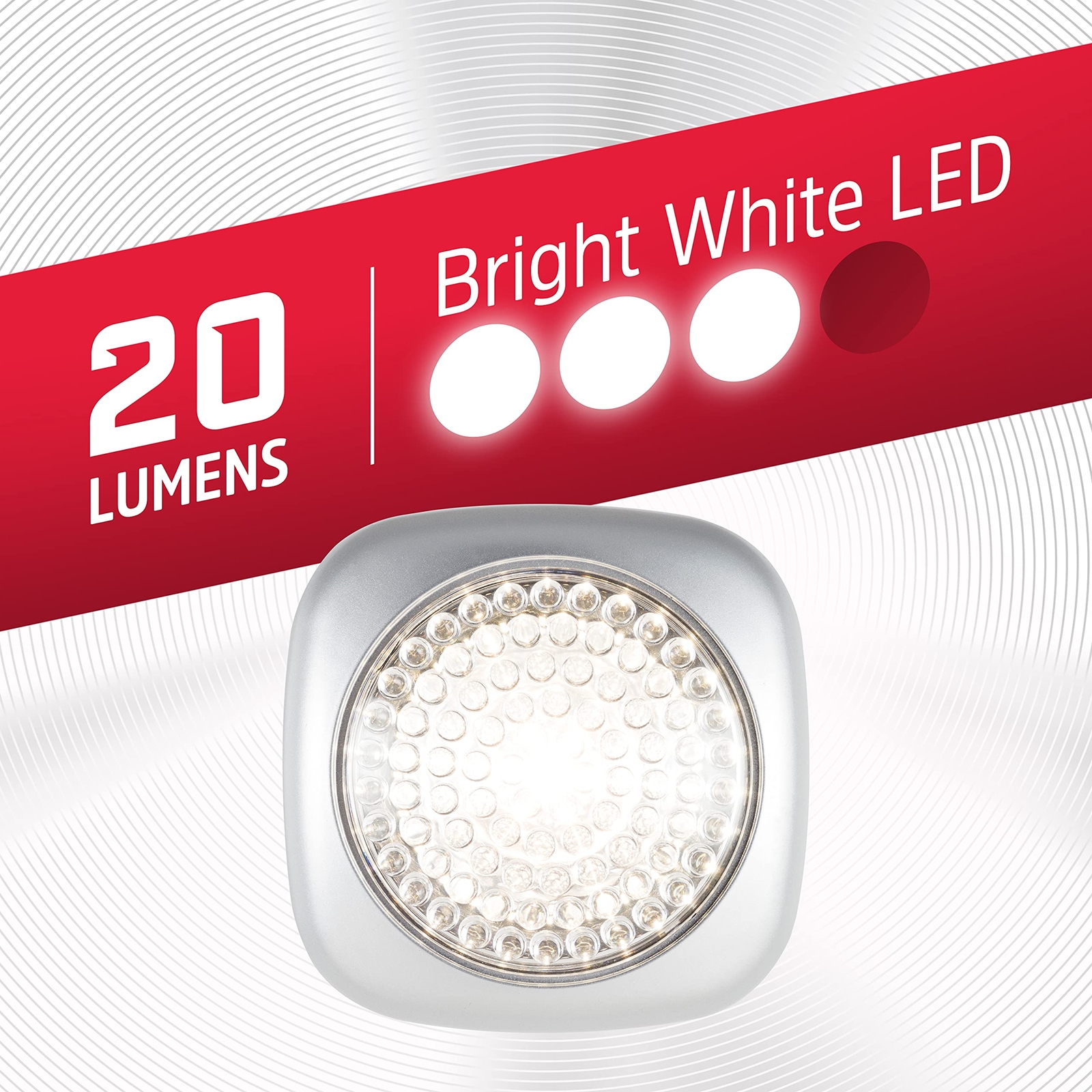 Energizer LED Tap Light, 2 Pack, Silver, Battery Operated, Wireless