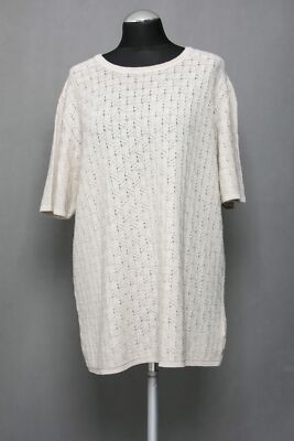 Creation Atelier GS Damen T-Shirt 44 beige Strickmuster Kurzarm Rundhals Strick
