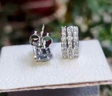 2Ct Round Cut Lab-Created Diamond Cluster Stud Earrings 14K White Gold Plated