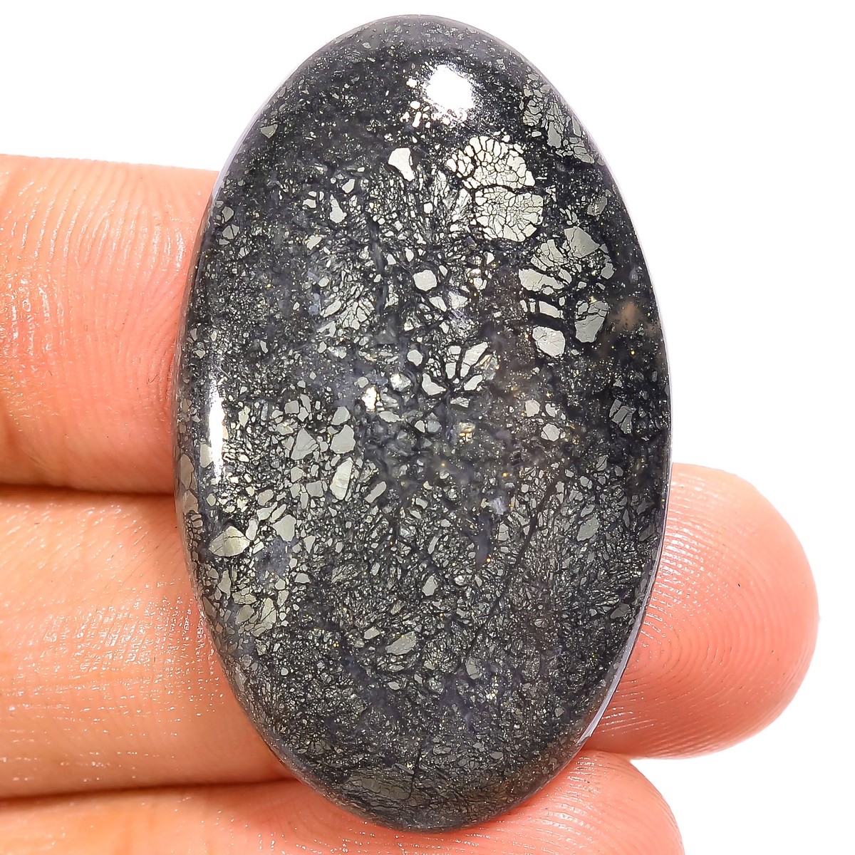Natural Marcasite Agate Oval Shape Cabochon Gemstone 43 Ct
