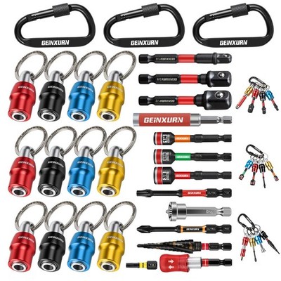 25Pcs Bit Holder Key Chain, 1/4'' Hex Shank One Handed Quick Change& Release E...