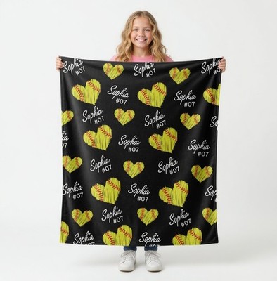 Customized Team Spirit Sports Fan Softball Mom Gift 60x80 Flannel Blanket