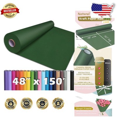 PerkHomy Dark Green Kraft Paper Roll 48''x150' - 80GSM Uncoated, Eco-Friendly ...
