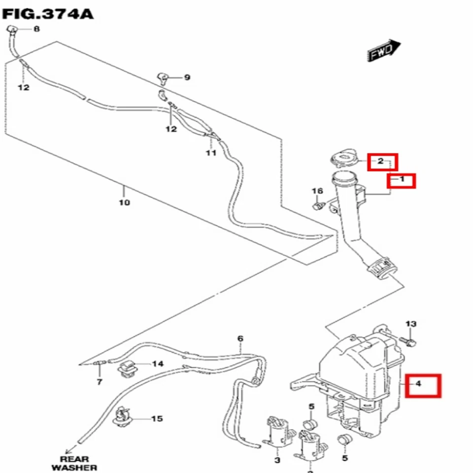Tank Assy Set Washer 3845052R00000 For Suzuki Swift GLX Hatchback '18 - '20 - Image 4 of 4