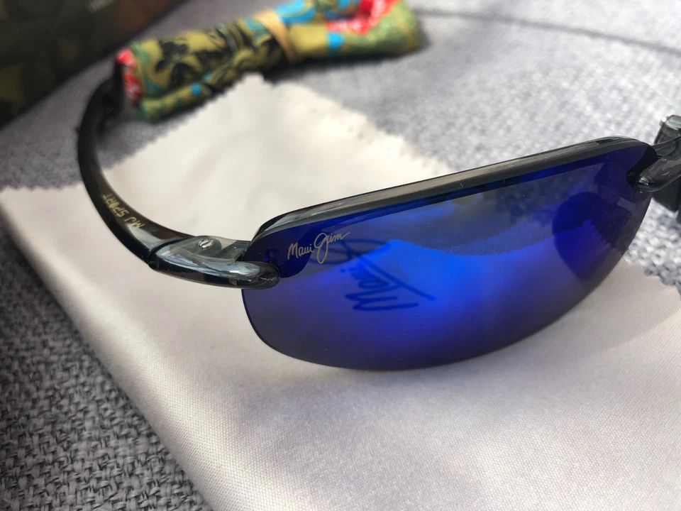 Óculos de sol Maui Jim B407-11 Ho'okipa armação cinza/lentes polarizadas azuis havaianas - Imagem 2 de 4