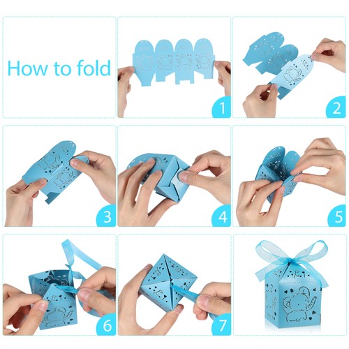 STOBOK 50pcs Folding Boxes Wedding Favor Boxes Hollow Out Craft Paper Boxes for - Picture 5 of 9